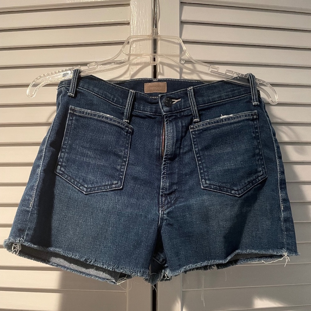 MOTHER Women's The Tomcat Fray Shorts Deep Blue Size 28
